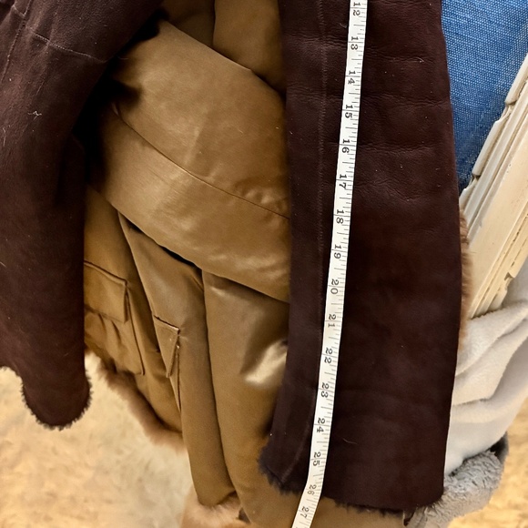 Maxfield Parrish Toscana Brown Soft Suede Lamb Shearling coat - Picture 8 of 13